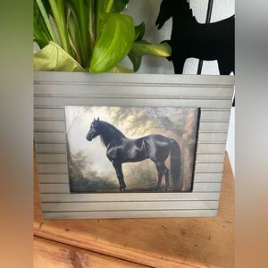Vintage Style Black Horse/ Wood Framed/Textured Print Art